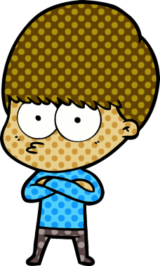 Bir insan tarafından çizilmiş sinirli çizgi film çocuğu.