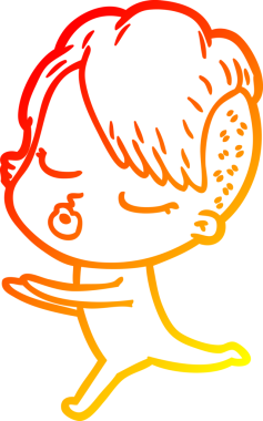 Bir insan tarafından çizilmiş güzel hippi bir çizgi film çizimi.