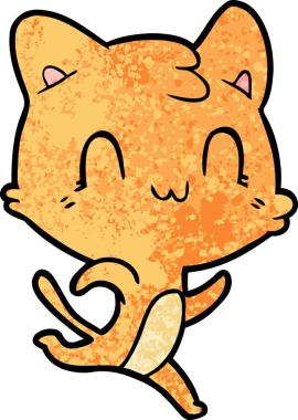 Bir insan tarafından çizilmiş mutlu bir kedi.