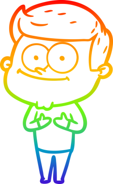 Gökkuşağı gradyan çizimi bir insan tarafından çizilmiş gülümseyen bir adamın çizimi