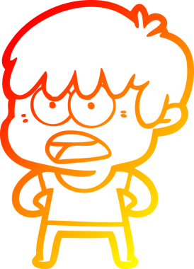 Bir insan tarafından çizilmiş endişeli bir çizgi film çocuğu çizimi.