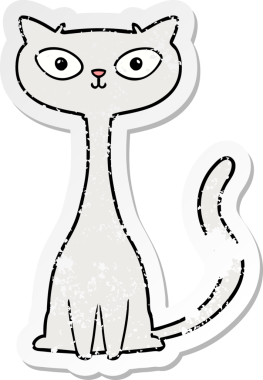 Bir insan tarafından çizilmiş karikatür bir kedinin sıkıntılı çıkartması.