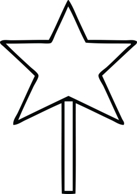 Bir insan tarafından çizilmiş bir yıldız asasının çizgi çizimi