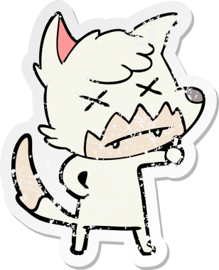 Bir insan tarafından çizilmiş ölü tilki çizgi filminin sıkıntılı çıkartması.