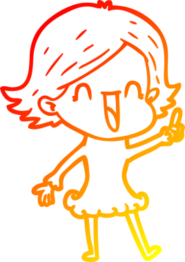 Bir insan tarafından çizilmiş mutlu bir kadının çizgi çizimi.