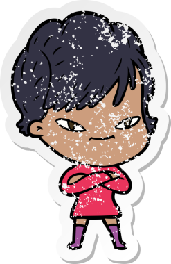 Bir insan tarafından çizilmiş mutlu bir karikatür çıkartması.