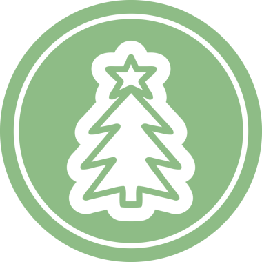 Noel ağacı dairesel simgesi bir insan tarafından çizilmiş.