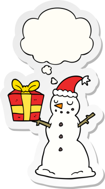 Düşünce baloncuğuyla birlikte bir insan tarafından çizilmiş kardan adam çizimi.