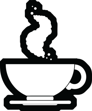 Bir insan tarafından çizilmiş sıcak bir fincan kahvenin vektör simgesi
