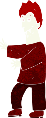 Bir insan tarafından çizilmiş vampir el sallayan çizgi filmi.