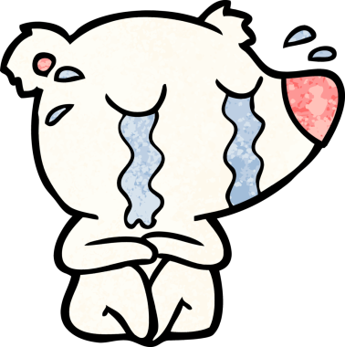 Bir insan tarafından çizilmiş üzgün küçük kutup ayısı çizgi filmi.