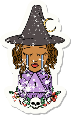 Retro Dövme Tarzı Ağlayan İnsan Cadı Doğal bir D20 zar atışıyla Bir insan tarafından çizilmiş