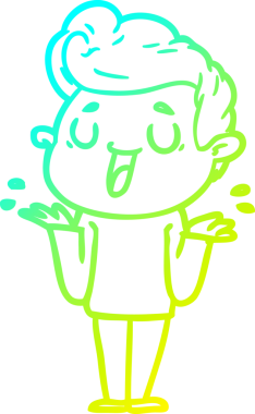 Bir insan tarafından çizilmiş mutlu bir çizgi film karakteri çizimi.