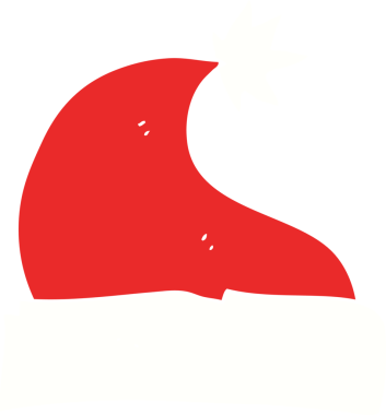 Bir insan tarafından çizilen noel şapkasının düz renk çizimi