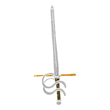 Bir insan tarafından çizilmiş eski bir karikatür kılıcı.