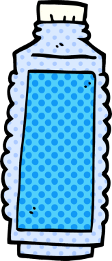 Bir insan tarafından çizilmiş karikatür su şişesi.