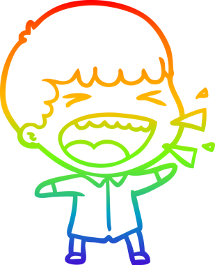 Gökkuşağının gradyan çizimi bir insan tarafından çizilmiş gülen bir adamın çizimi.