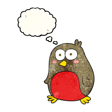 Bir insan tarafından çizilmiş serbest çizim düşünce balonu desenli çizgi robin