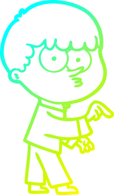 Bir çizgi film karakteri çizen soğuk gradyan bir insan tarafından çizilmiş meraklı çocuk.