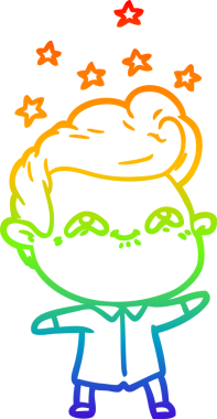 Gökkuşağı gradyanı çizimi bir insan tarafından çizilmiş heyecanlı bir çizgi film