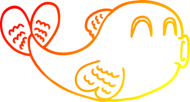 Bir insan tarafından çizilmiş karikatür balığının sıcak çizgi çizimi