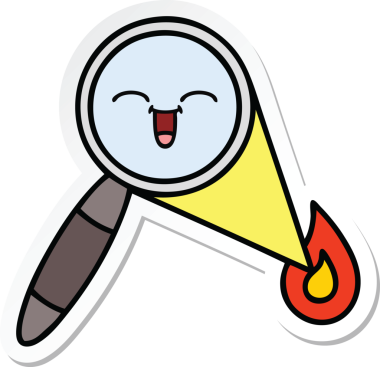 Bir insan tarafından çizilmiş şirin bir çizgi film büyütecinin çıkartması.