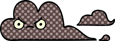 Bir insan tarafından çizilmiş bir fırtına bulutunun karikatürü.