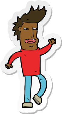 Bir insan tarafından çizilmiş çenesi düşük bir adamın çıkartması.