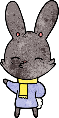 Bir insan tarafından çizilmiş meraklı tavşan çizgi filmi.