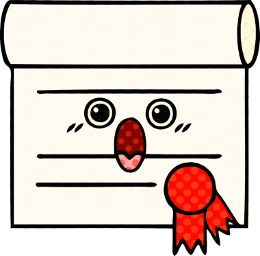 bir insan tarafından çizilmiş bir sertifikanın çizgi roman tarzı