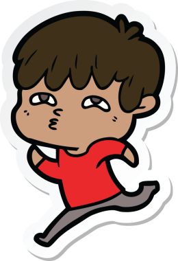 Bir insan tarafından çizilmiş garip bir adamın çıkartması.