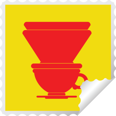 Bir insan tarafından çizilmiş kahve filtresi kare kabuğu çıkartması.