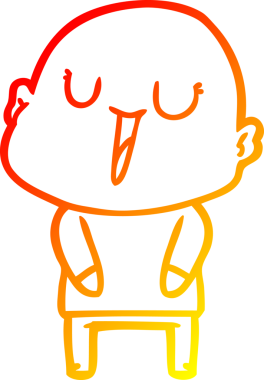 Bir insan tarafından çizilmiş mutlu, kel bir adamın sıcak çizgi çizimi.