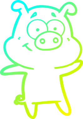 Bir insan tarafından çizilmiş mutlu çizgi film domuzu çizimi.