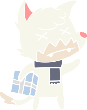 Bir insan tarafından çizilmiş düz renk çizgi film ölü tilki