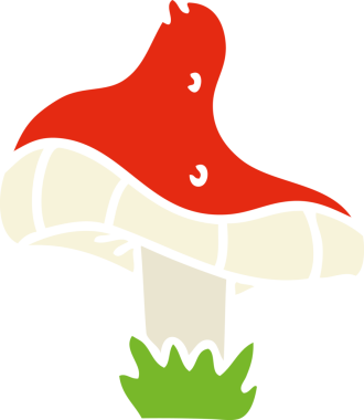 Bir insan tarafından çizilmiş tek bir mantarın el çizimi karikatürü.