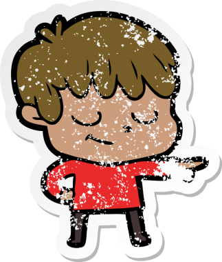 Bir insan tarafından çizilmiş mutlu bir çocuğun sıkıntılı çıkartması.