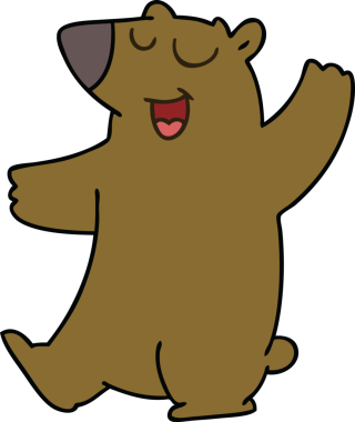 Bir insan tarafından çizilmiş garip bir çizgi film ayısı.