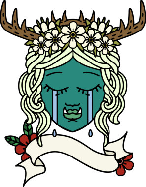 Retro Dövme Biçimi Ağlayan Ork Druid karakteri bir insan tarafından çizilmiş