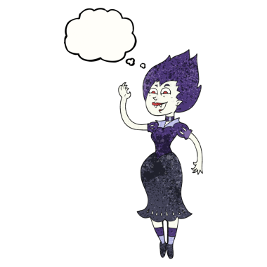 Serbest çizim düşünce balonu bir insan tarafından çizilmiş vampir kız çizgi filmi.