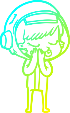 Bir çizgi film karakteri çizen soğuk gradyan bir insan tarafından çizilmiş güzel astronot kız.