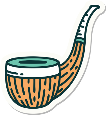 Bir insan tarafından çizilmiş sigara piposunun geleneksel stiliyle dövme çıkartması.