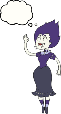 Bir insan tarafından çizilmiş serbest çizim baloncuk vampir kız.