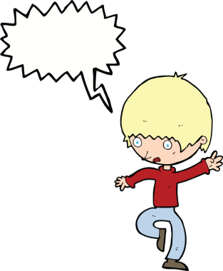 Bir insan tarafından çizilmiş konuşma baloncuğuyla panikleyen bir karikatür.