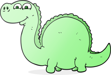 Bir insan tarafından çizilmiş serbest çizim karikatür dinozor.