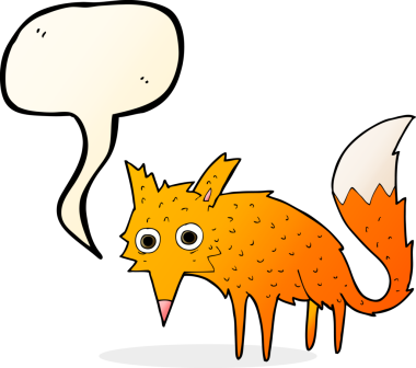 Bir insan tarafından çizilmiş komik bir çizgi film tilkisi.