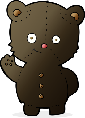 Bir insan tarafından çizilmiş siyah ayı yavrusunu sallayan at arabası.