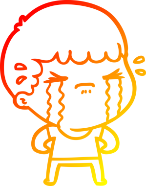 Bir insan tarafından çizilmiş ağlayan bir çizgi film karakteri çizimi.