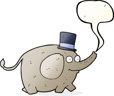 Bir insan tarafından çizilmiş serbest konuşma balonu karikatürü fili