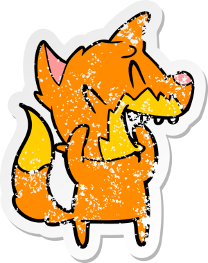 Bir insan tarafından çizilmiş gülen tilki çizgi filminin sıkıntılı çıkartması.